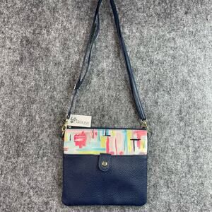 Brownlow Navy Blue Watercolor Print Crossbody Bag Bella Caroline